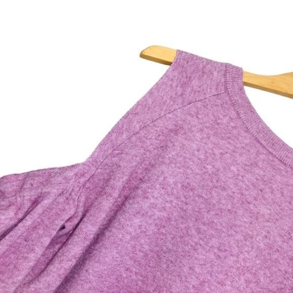 Barbiecore Pink Self Tie Bow Sleeve Cold Shoulder Sweater Size Small - Picture 10 of 13